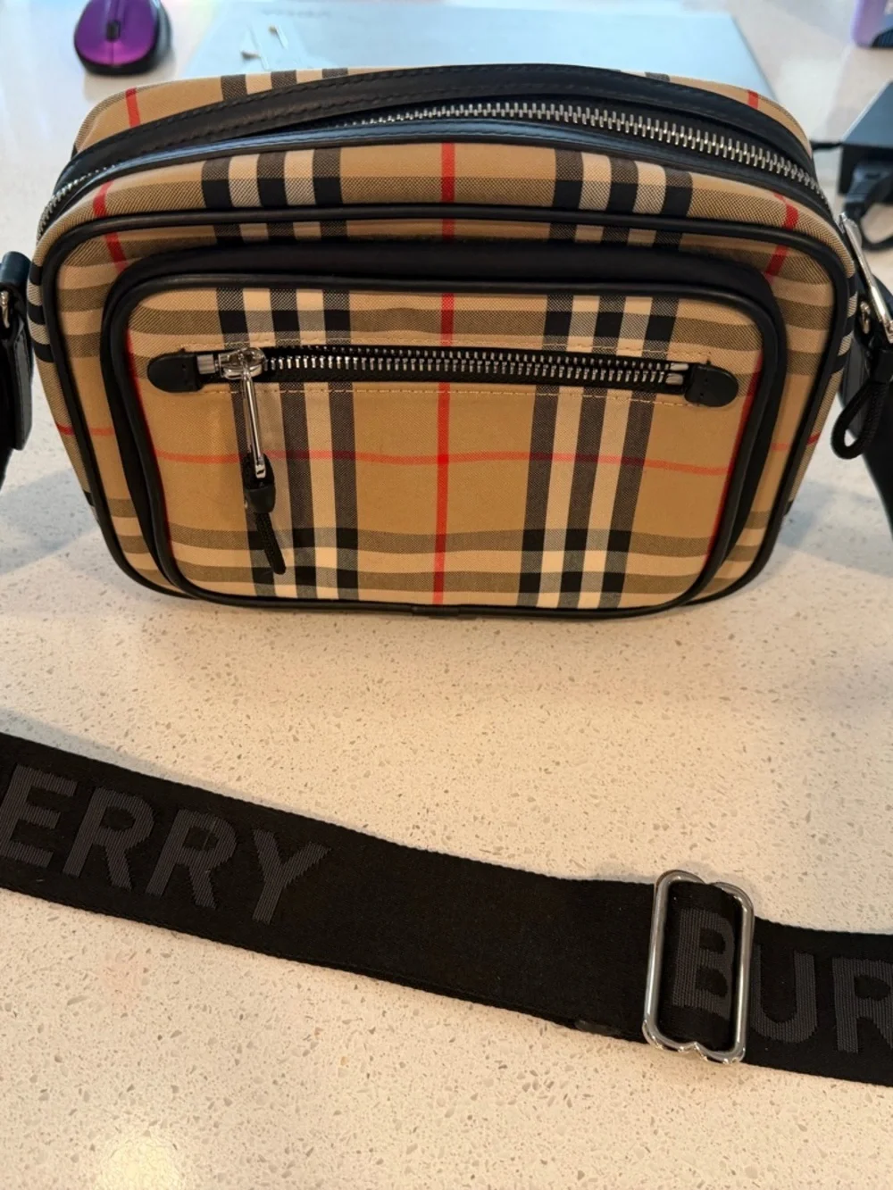 Burberry Tan Check Belt Bag with Black Trim - Picture 1 of 4